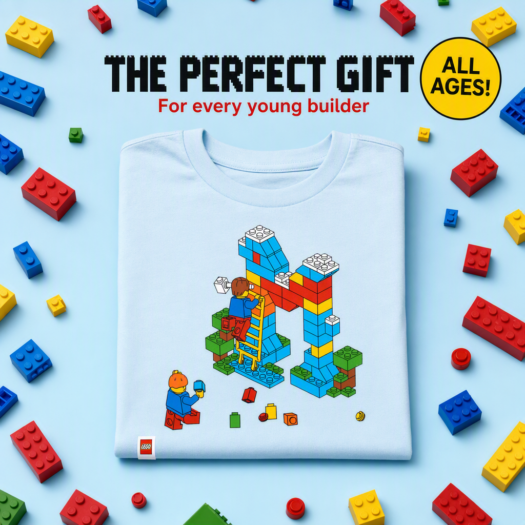 LEGO Boys' Short Sleeve T-Shirt Light Blue Bricks