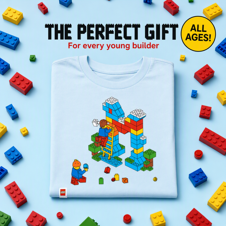 LEGO Boys' Short Sleeve T-Shirt Light Blue Bricks