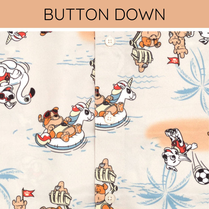 Paw Patrol Men's Hawaiian Button-Down Shirt Sand