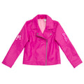 Barbie Girls' Iridescent Zip-Up Leather Jacket Pink