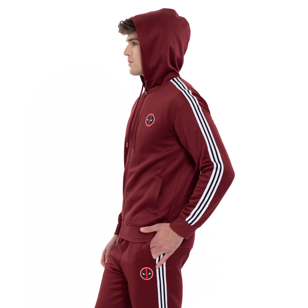 Marvel Deadpool & Wolverine Men's Zip-Up Hooded Sweatshirt Cabernet