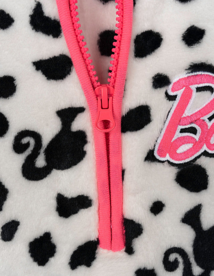 Barbie Girls' Half-Zip Fleece Pullover Sweatshirt Tusk White Pink