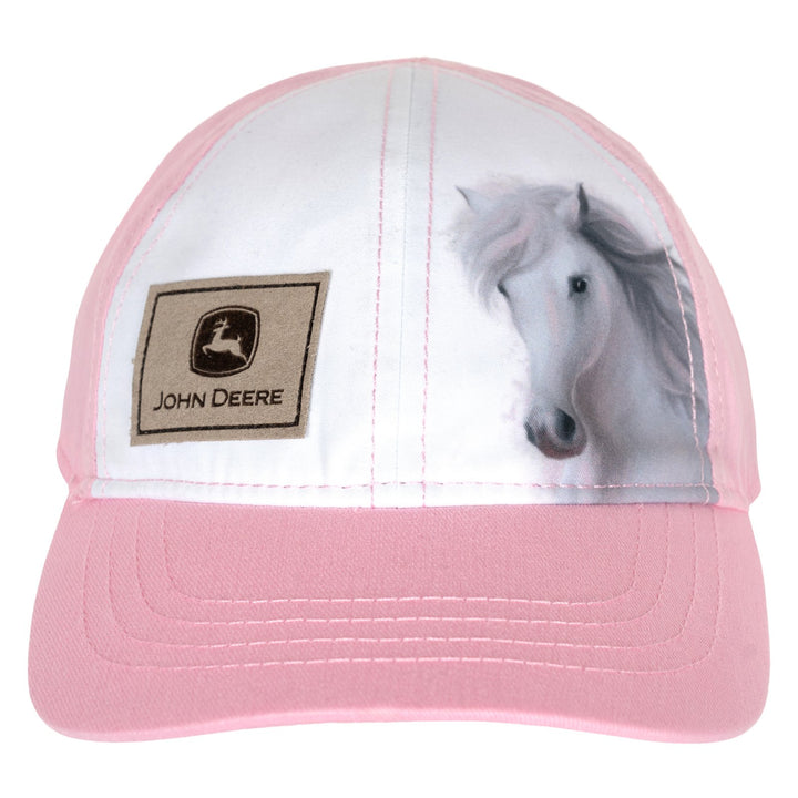 John Deere Baby Girls' Cotton Twill Baseball Cap Pink White