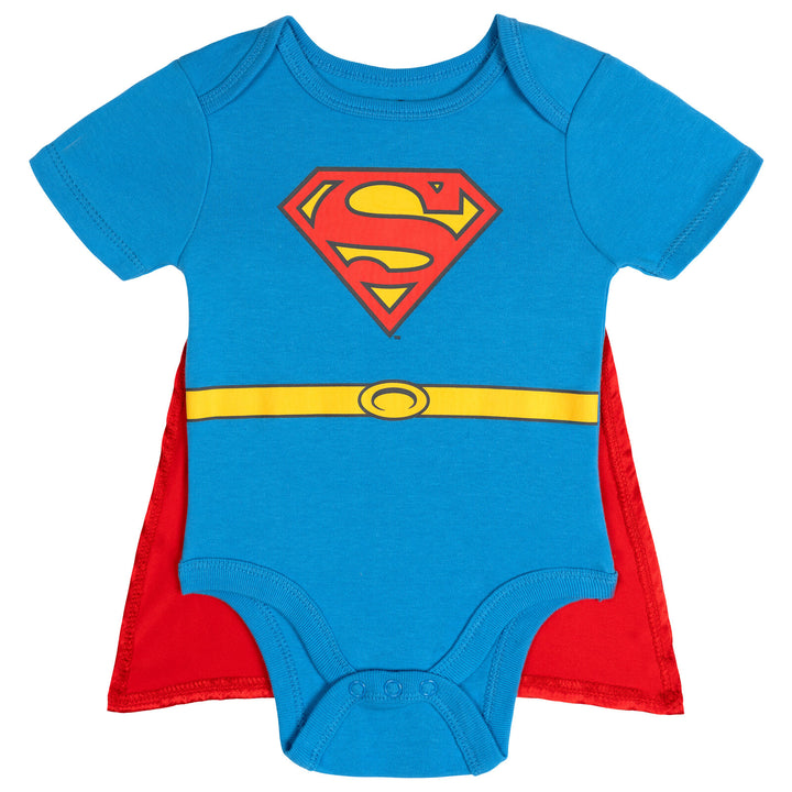 WARNER BROS Justice League Superman Baby Boys' Cosplay One Piece Bodysuit with Cape Blue Red
