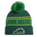 John Deere Men's Fleece Lined Beanie Hat Forest Green Yellow