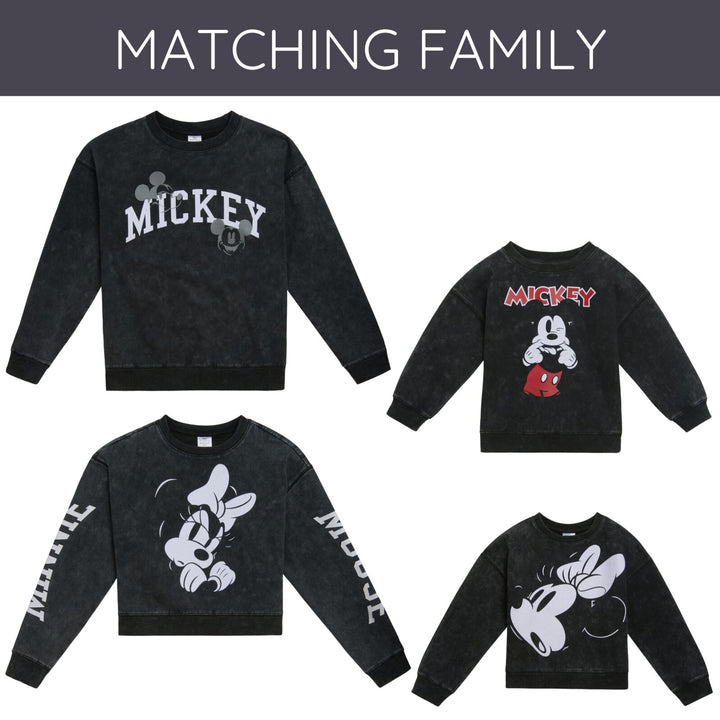 Minnie Mouse Women's Mineral Wash French Terry Pullover Sweatshirt Washed Black