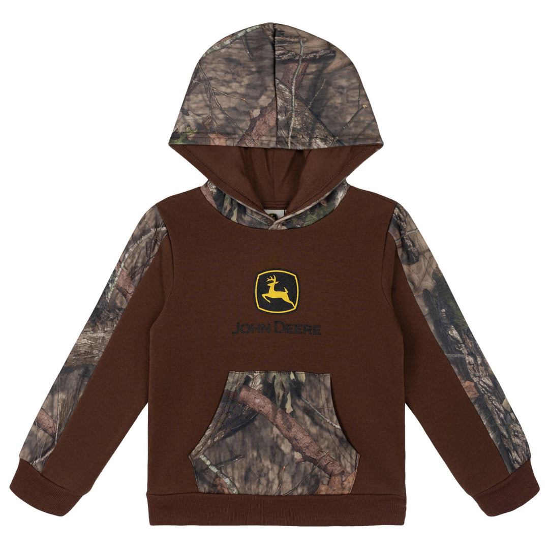 John Deere Men's Fleece Hooded Sweatshirt Bark Brown Camo