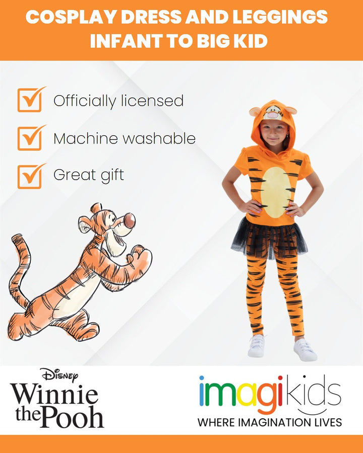 Disney Winnie the Pooh Tigger Cosplay 2-Piece Hooded Tee and Leggings Set Orange