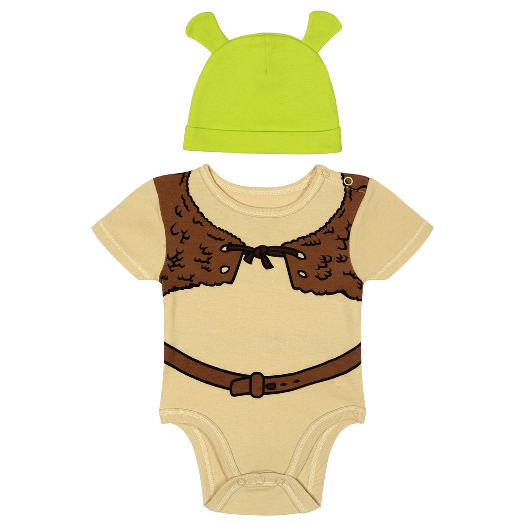 Shrek Baby Boys' Cosplay 2-Piece Bodysuit and Hat Set Tan Green