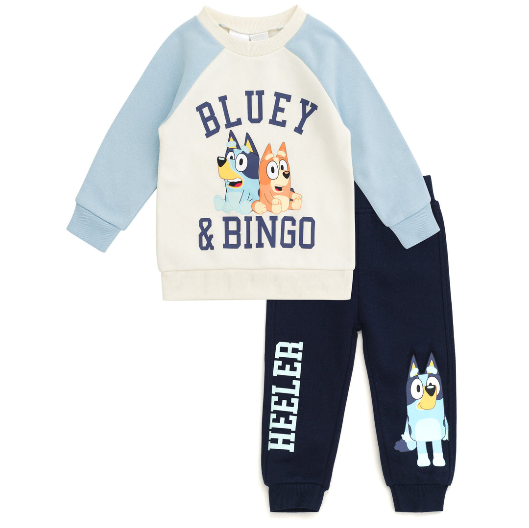 Bluey Boys' 2-Piece Fleece Sweatshirt and Pants Set Navy Tusk Bingo