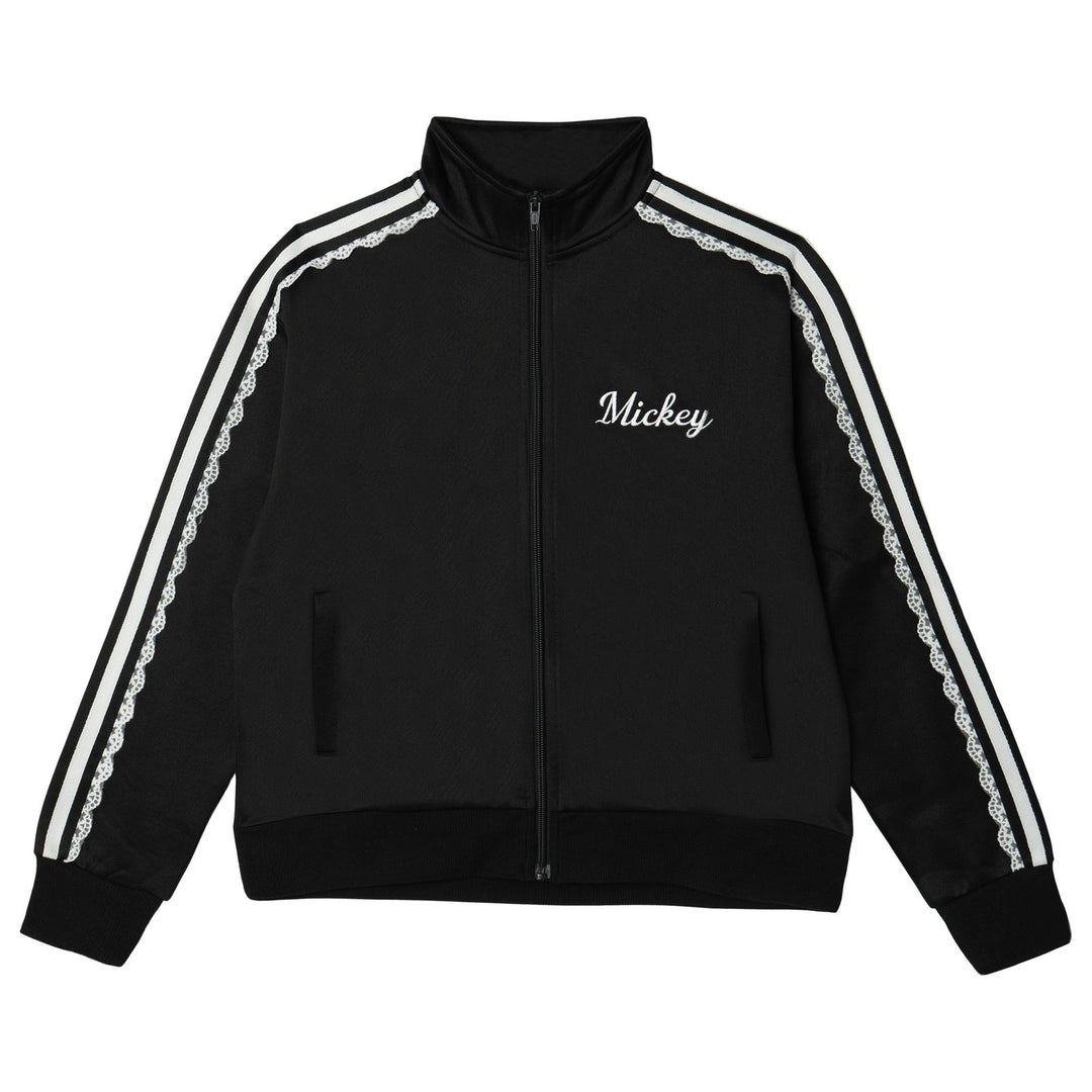 Disney Mickey Mouse Women's Athletic Zip-Up Track Jacket Black