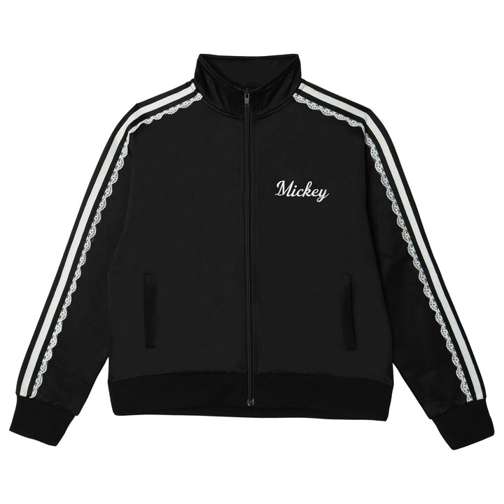 Disney Mickey Mouse Women's Athletic Zip-Up Track Jacket Black