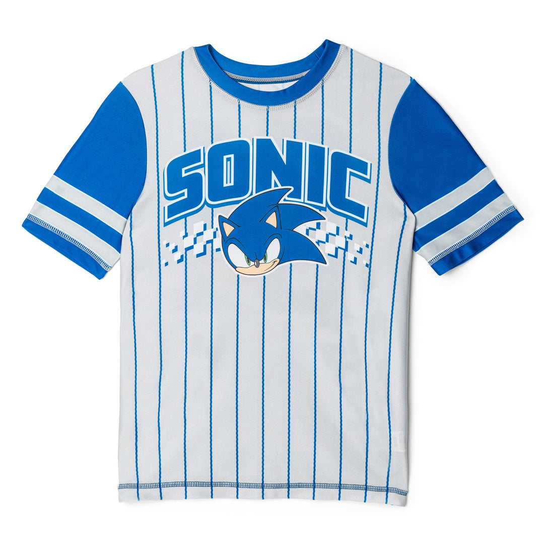 SEGA Sonic the Hedgehog 2-Piece Swimwear Rash Guard and Swim Trunks Set Blue