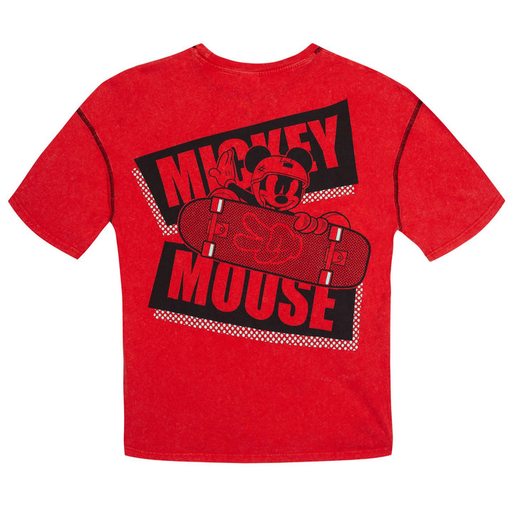Disney Mickey Mouse Men's Short Sleeve T-Shirt Red Skate
