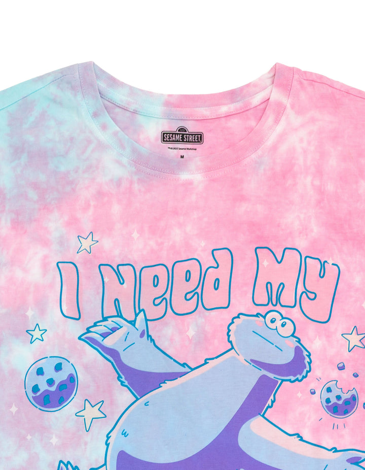 Sesame Street Cookie Monster Men's Crewneck Short Sleeve T-Shirt Tie Dye