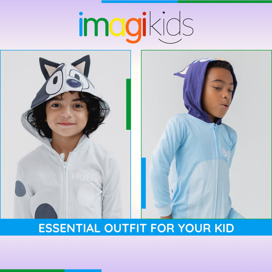 Bluey Muffin Cosplay Hooded Coverall Grey Blue