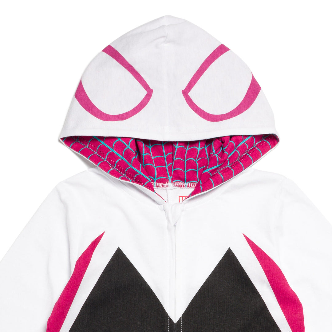 Marvel Spider-Man Girls' Cosplay Hooded One Piece White Ghost