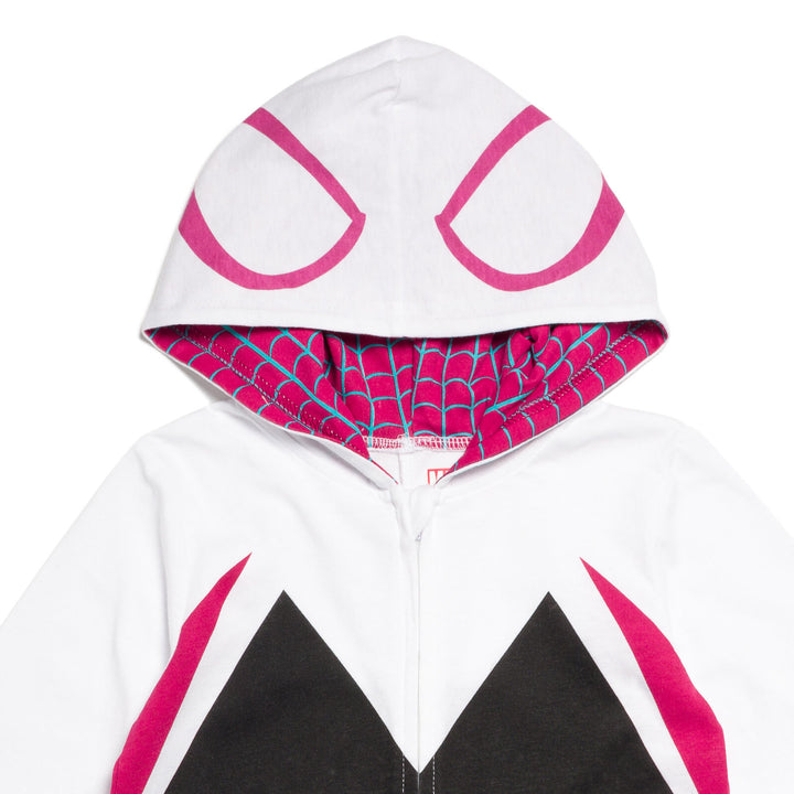 Marvel Spider-Man Girls' Cosplay Hooded One Piece White Ghost