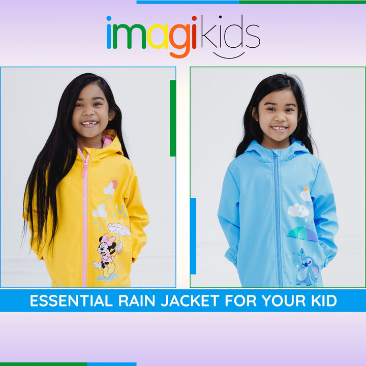 Lilo & Stitch Girls' Hooded Zip-Up Rain Jacket Cloud Blue