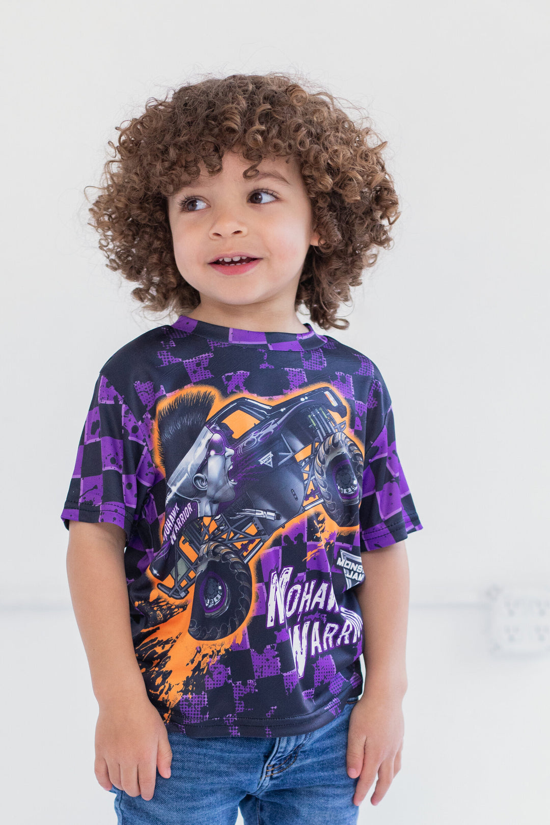 Monster Jam Mohawk Warrior Boys' Athletic Short Sleeve T-Shirt Purple