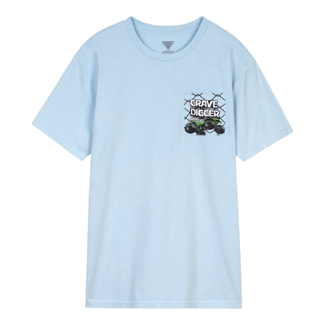 Monster Jam Grave Digger Men's Short Sleeve T-Shirt Sky Blue