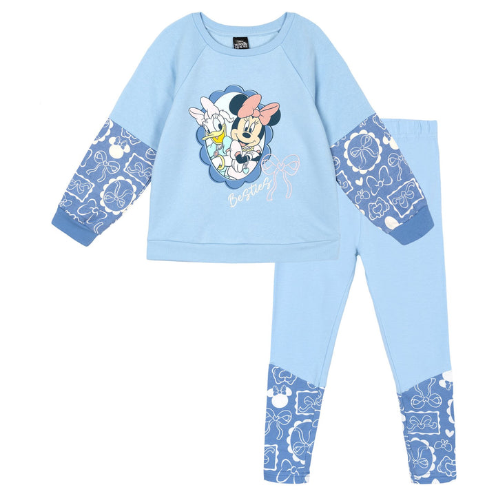 Minnie Mouse Girls' 2-Piece Fleece Sweatshirt and Leggings Set Daisy Blue