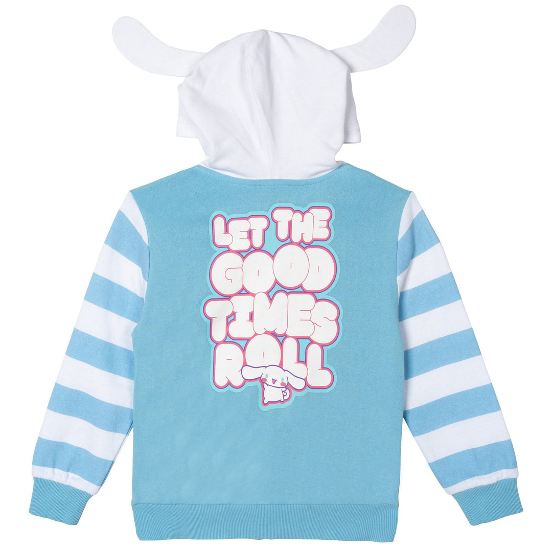 Hello Kitty Girls' Hooded Ears Fleece Zip-Up Hoodie Cinnamoroll Blue