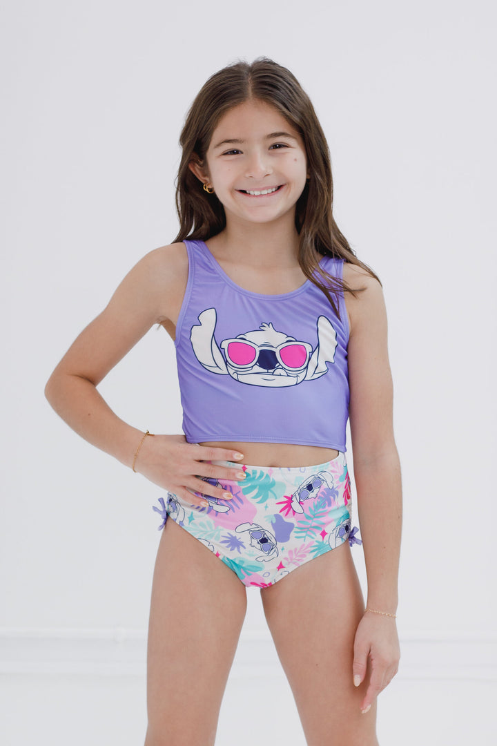 Lilo & Stitch Girls' One-Piece Swimsuit Purple Cream