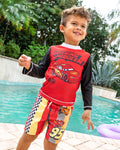 Cars Rash Guard and Swim Trunks Colorblock Outfit Set UPF 50+