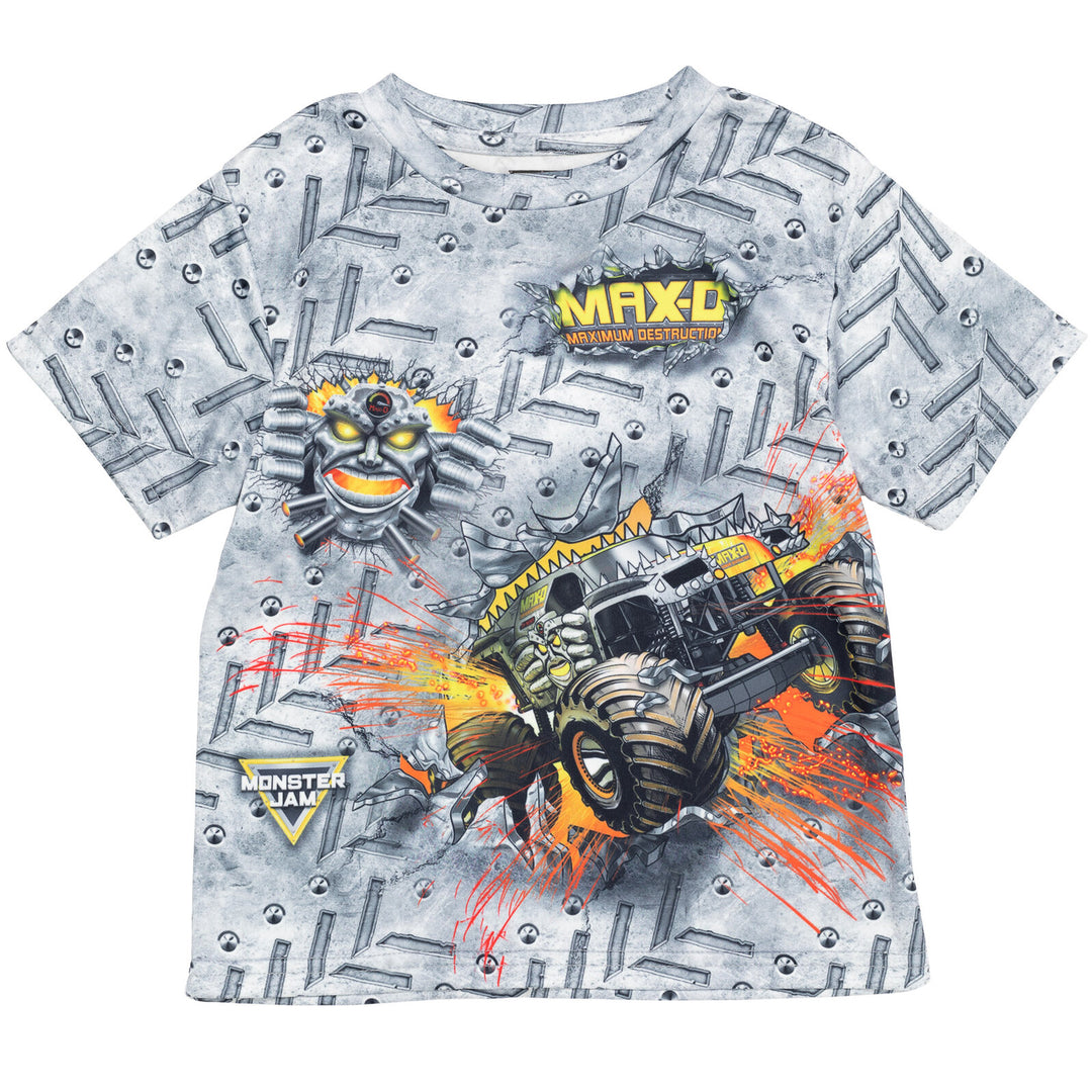 Monster Jam Maximum Destruction Boys' Athletic Short Sleeve T-Shirt Max D Grey
