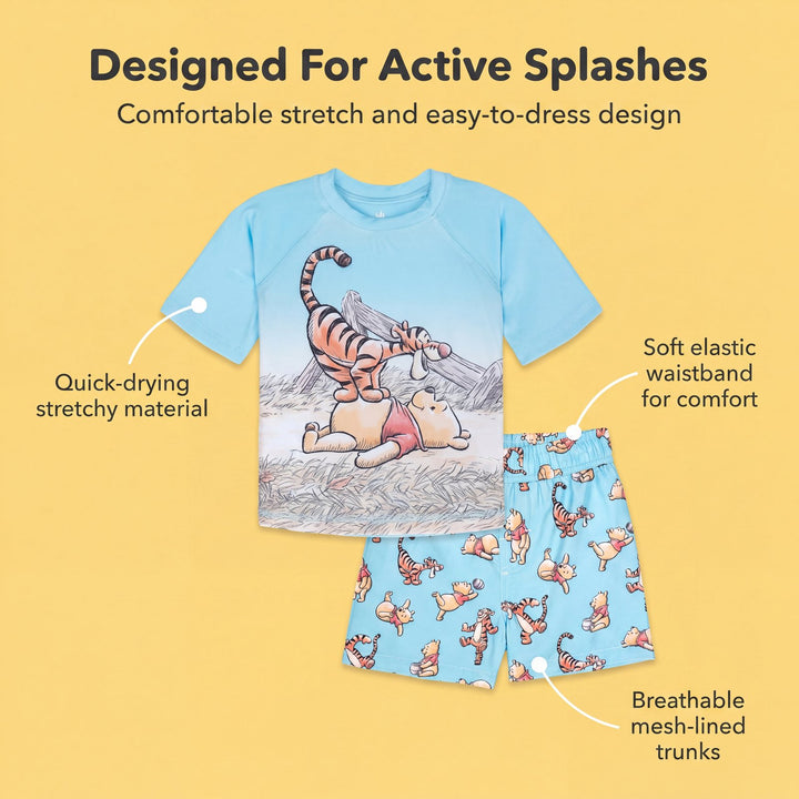 Disney Winnie the Pooh Swimwear 2-Piece Rash Guard and Swim Trunks Set Tigger