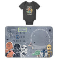 Star Wars Baby Boy or Girl New Baby 4-Piece Bodysuit and Blanket Set Cool Gray