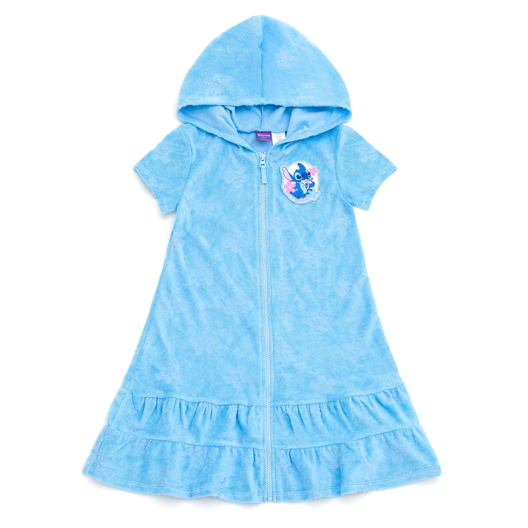 Lilo & Stitch Girls' Hooded Swimwear Cover Up Light Blue