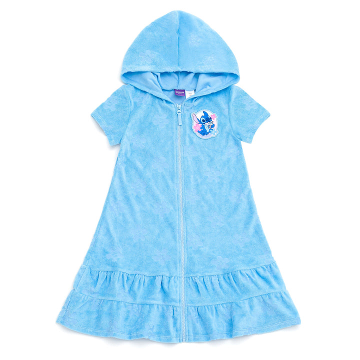 Lilo & Stitch Girls' Hooded Swimwear Cover Up Light Blue