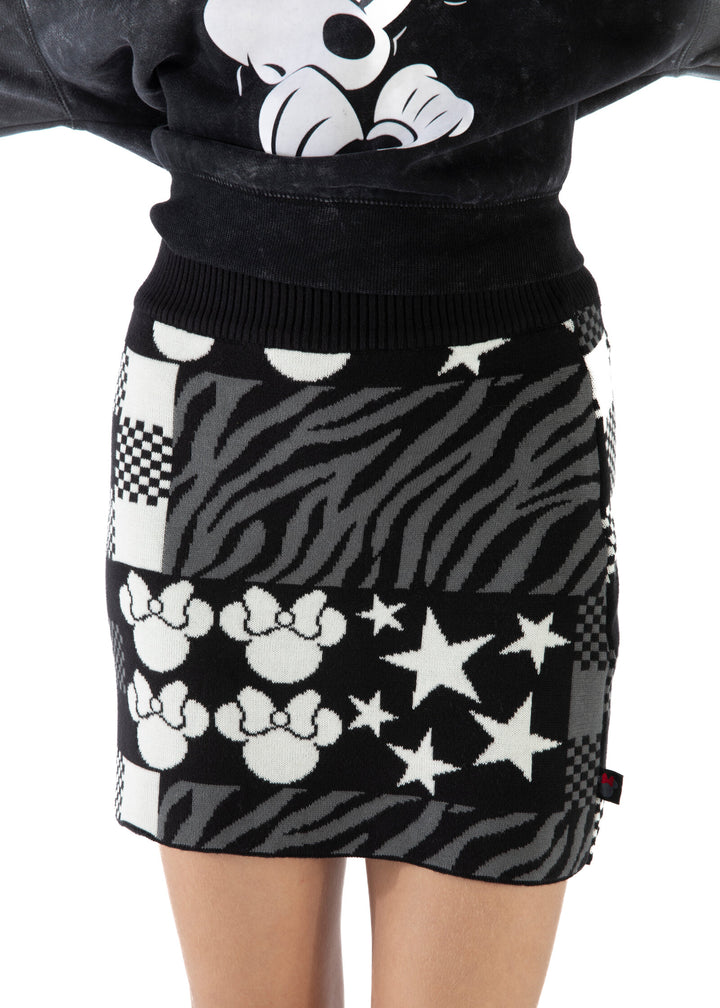 Minnie Mouse Women's Knit Skirt Black White