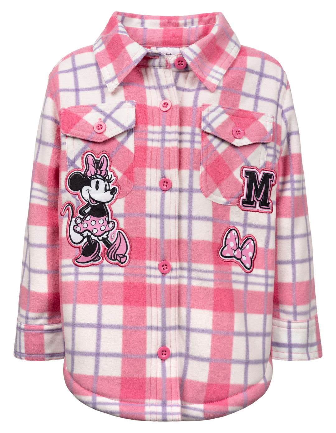 Minnie Mouse Toddler Girls' Fleece Shacket Pink Plaid
