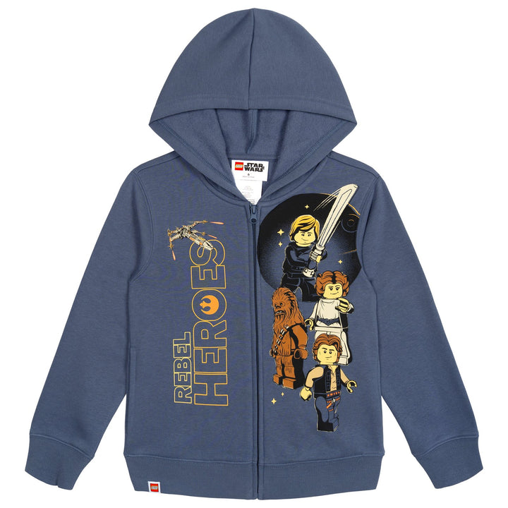 LEGO Star Wars Boys' Fleece Zip-Up Hoodie Blue Grey