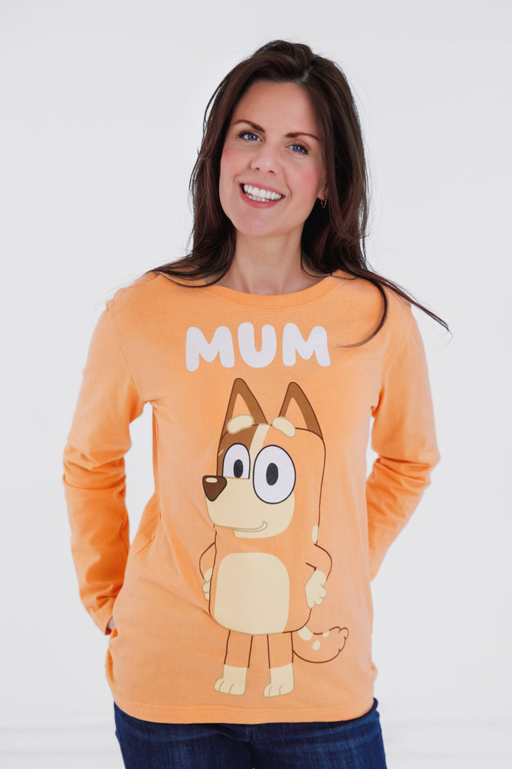 Bluey Chilli Mom Women's Cosplay Long Sleeve Tee Amber Orange
