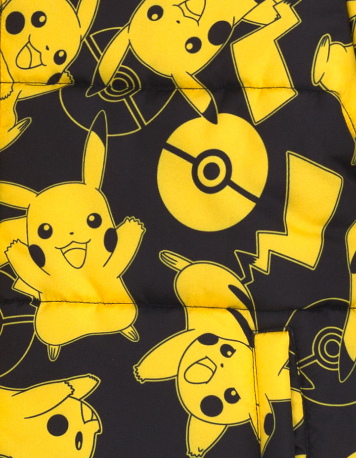 Pokemon Pikachu Boys' Hooded Puffer Jacket Black Print
