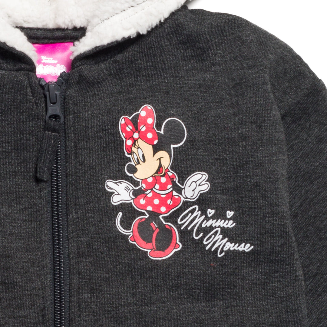 Minnie Mouse Girls' Cosplay Zip-Up Hoodie Charcoal Gray