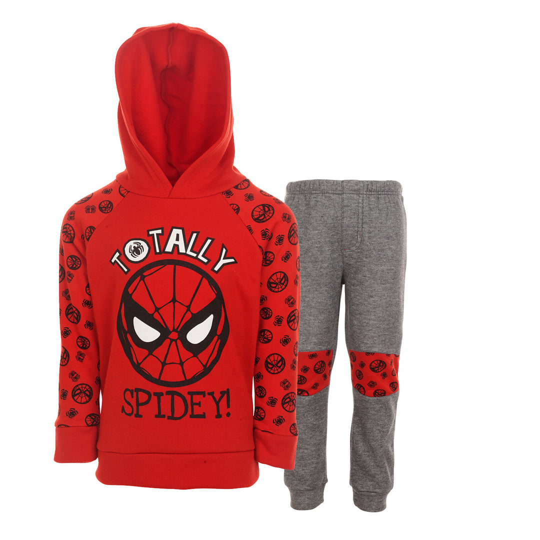 Marvel Spider-Man Boys' Fleece 2-Piece Hoodie and Pants Set Red Grey
