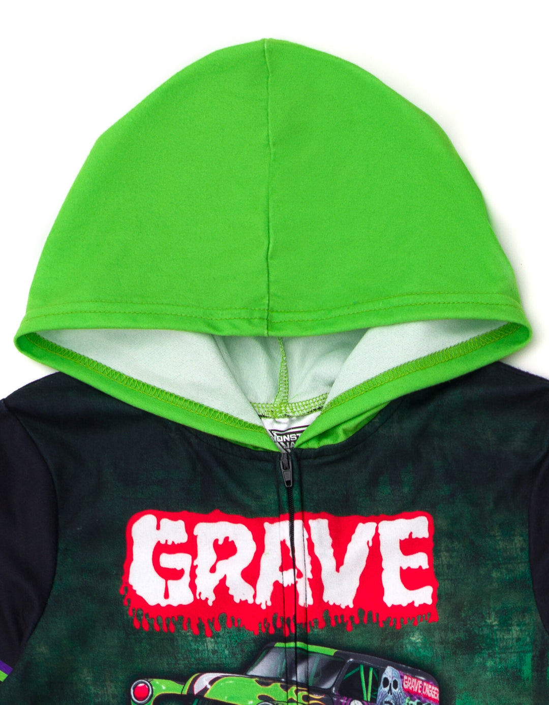 Monster Jam Grave Digger Boys' Fleece Hooded One Piece Green