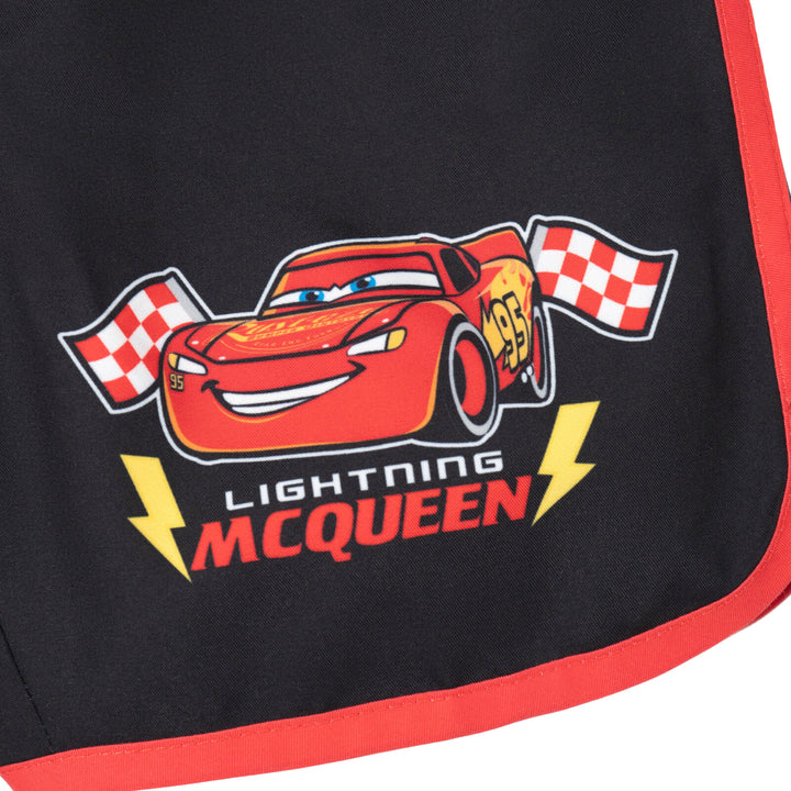 Cars Lightning McQueen Boys' 2-Piece Rash Guard and Swim Trunks Set White Black