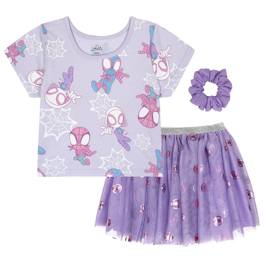 Marvel Spidey and His Amazing Friends Girls' T-Shirt and Tutu Skirt Set Ghost Purple