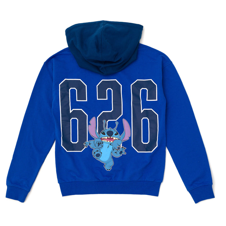 Lilo & Stitch Men's French Terry Drop Shoulder Pullover Hoodie Royal Navy