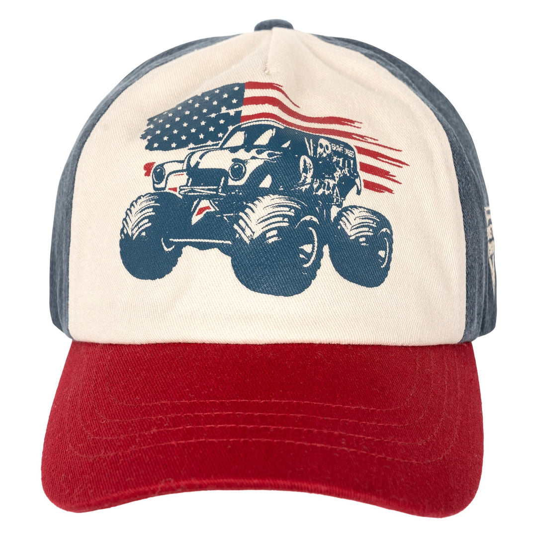 Monster Jam Grave Digger Boys' Adjustable Strapback Baseball Cap Navy Red