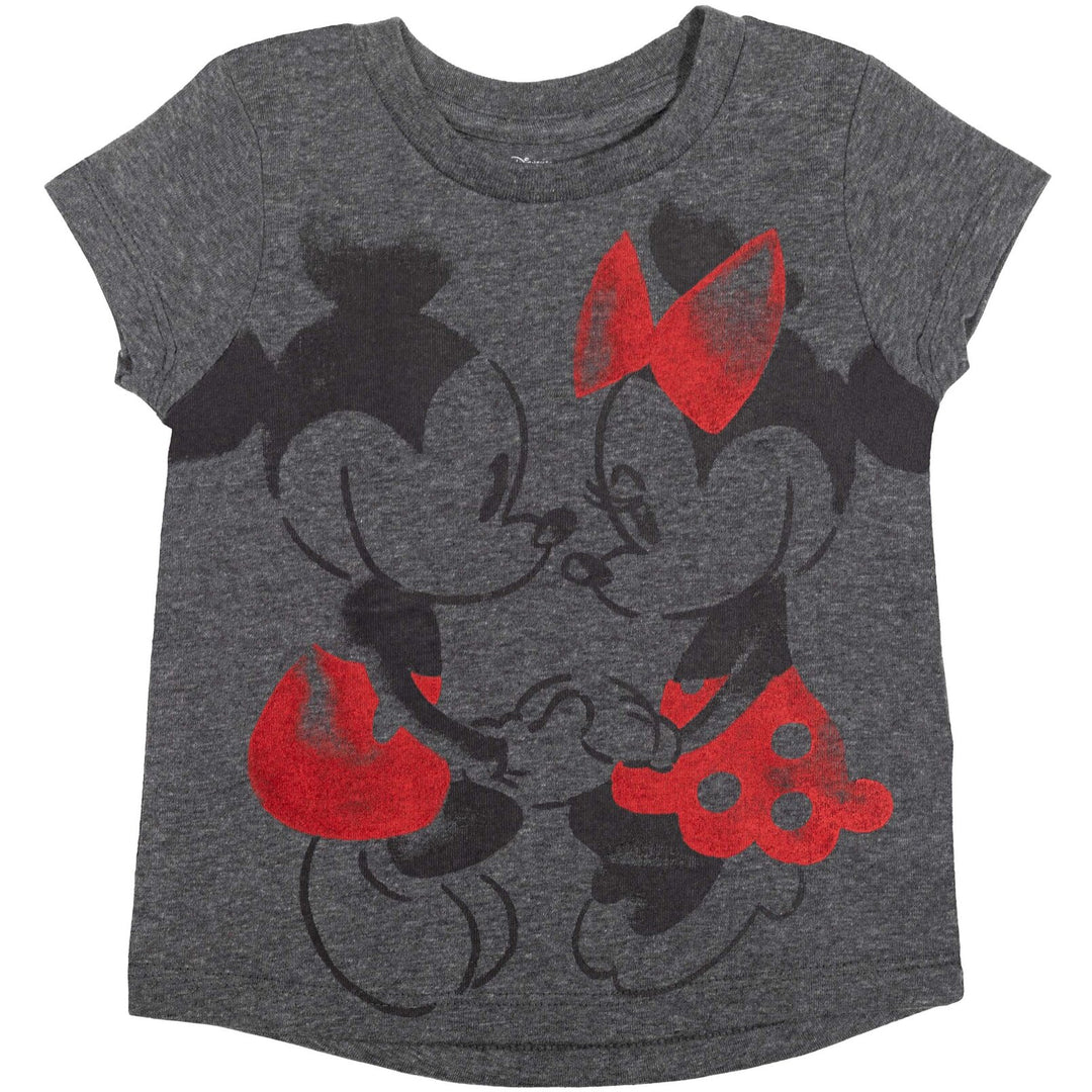Minnie Mouse Girls' 2-Pack Glitter Tees Grey Oatmeal Mickey