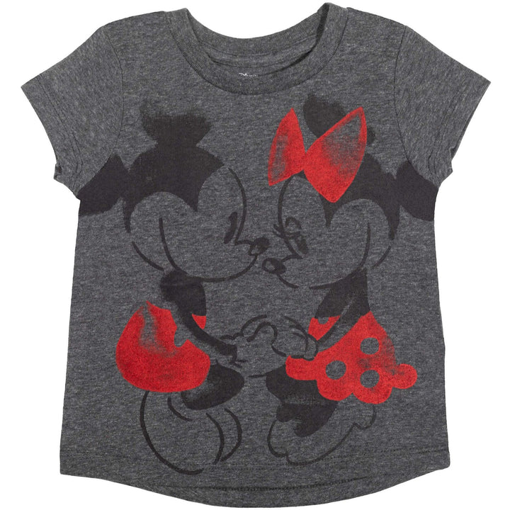 Minnie Mouse Girls' 2-Pack Glitter Tees Grey Oatmeal Mickey