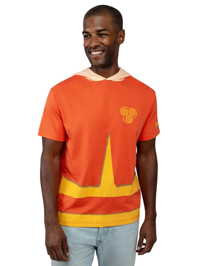 Avatar The Last Airbender Aang Men's Cosplay Hooded T-Shirt Red Orange