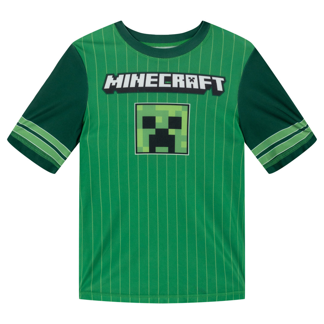 Minecraft Creeper Swimwear 2-Piece Rash Guard and Swim Trunks Set Dark Green
